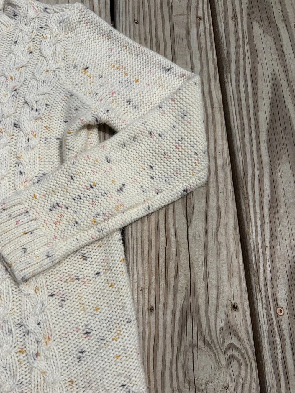 OshKosh B'gosh cream colorful spotted knit pullover crew girls sweater SIZE 14